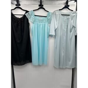 Lot of 3 Retro Vintage Nylon Nightgowns Dress Lace Size S/M Movie Star Shadowlin